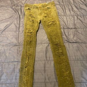MNML Light Brown Distressed Stacked Jeans